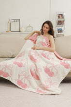 White Cheery Print Reversible Soft Blanket 127*152cm