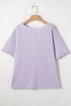 Orchid Petal Waffle Knit Short Sleeve Patched Pocket Plus Size Top