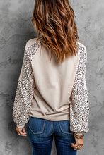 Khaki Thanksgiving Pumpkin Graphic Leopard Raglan Sleeve Top