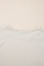 White Pearled Puff Sleeve Round Neck Loose Top