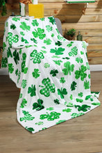 White St. Patrick Clover Print Nap Blanket 130*150cm