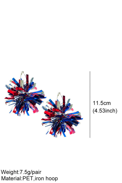 Dark Blue 4th of July Celebration Tinsel Earrings