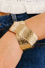 Gold Textured Crossover Metal Cuff Bracelet