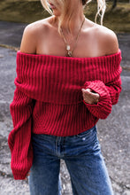 Racing Red Off-the-shoulder Knit Sweater