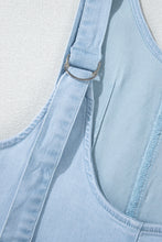 Beau Blue Adjustable Strap V Neck Pocketed Denim Overalls