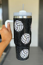 Black 40 Oz Rhinestone Volleyball Tumbler with Handle