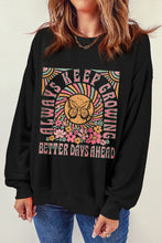 Black Always Keep Growing Floral Butterfly Graphic Sweatshirt