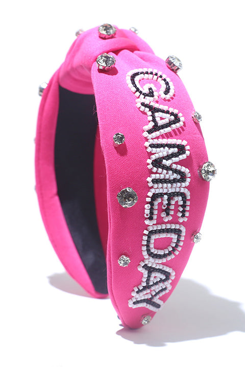 Rose Red GAME DAY Rugby Football Season Diamond Knotted Headband