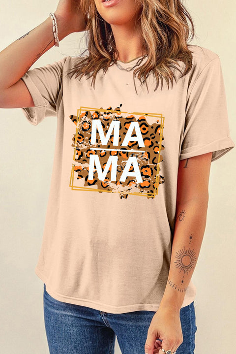 Khaki Leopard MAMA Graphic T Shirt