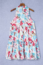 Frill Mock Neck Sleeveless Tiered Floral Dress