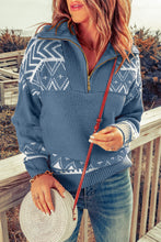 Geometry Knit Quarter Zip Sweater