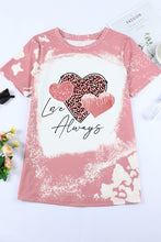 Love Always Heart Leopard Bleached Print Graphic T Shirt