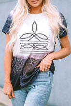 Black Tie Dye Bleached Western Fashion Graphic T-shirt