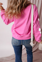 Bonbon Sequin Bowknot Graphic Drop Shoulder Pullover Sweatshirt