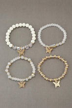 White Bohemian Butterfly Beaded 4Pcs Bracelet Set