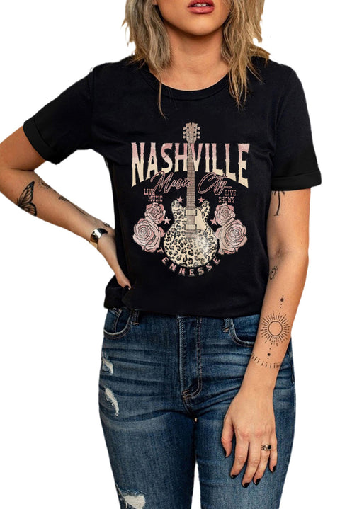 NASHVILLE MUSIC CITY Graphic Crew Neck Tee