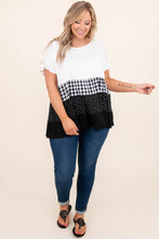 Plaid Dot Ruffled Plus Size Babydoll Top