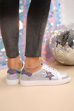 Silvery Star Sequin Patchwork Criss Cross Casual Shoes