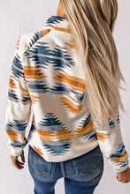 Multicolour Western Aztec Snap Buttoned Fleece Jacket