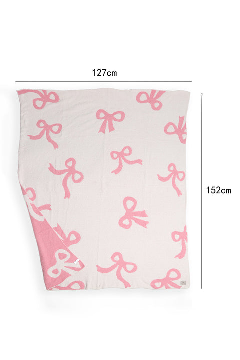 Pink Bow Printed Cozy Soft Throw Blanket