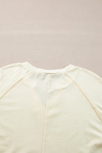 Apricot Exposed Stitching Notched Neckline Long Sleeve Top