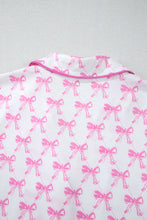 Pink Bowknot Printed Short Sleeve and Ruffled Shorts Valentines Pajama Set