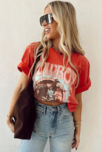 Tomato Red COWBOY Take Me Away Graphic Western Loose Tee