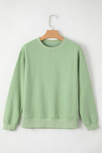 Smoke Green Solid Fleece Lined Drop Shoulder Terry Sweatshirt