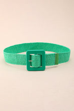 Dark Green Bohemian Woven Square Buckle Wide Belt