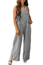 Textured Wide Leg Overall with Pockets