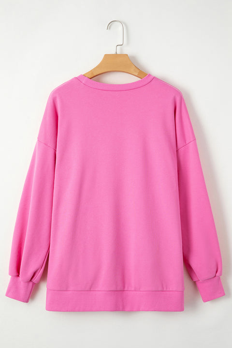 Bonbon Solid O Neck High Low Hem Pullover Sweatshirt