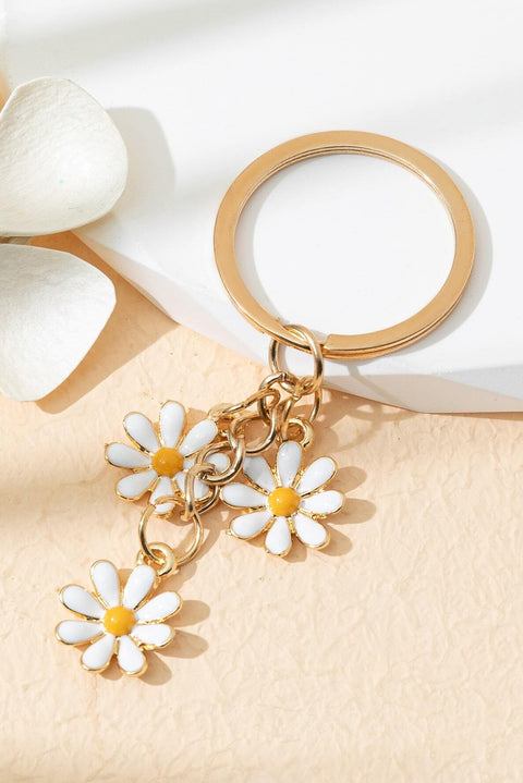 White Cute Daisy Shape Ornament Key Ring