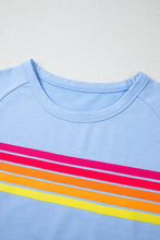 Beau Blue Striped Patch Front Casual Tee