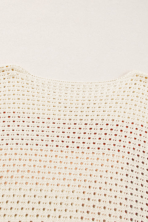 Apricot Pointelle Knit Colorblock Baggy Sweater