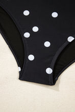 Black Polka Dot/Colorblock Trim V Neck Plus Size Swim Dress