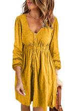 Button Up High Waist Long Sleeve Dress