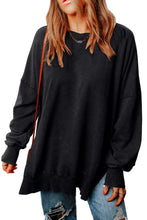 Grapefruit Orange Drop Shoulder Ribbed Trim Oversized Sweatshirt