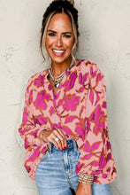 Pink Floral Print Batwing Sleeve Buttoned Loose Fit Shirt