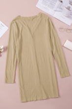 Beige Solid Color Open-Front Buttons Cardigan