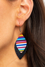 Multicolour Serape Leaf Shape Leathered Drop Earrings