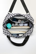 Black Checkered Print Large Capacity Tote Bag