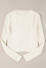 White Cable Knit Cropped Sweater