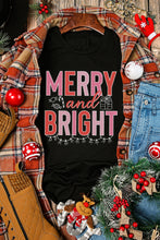 Black MERRY and BRIGHT Crew Neck Christmas Graphic Tee