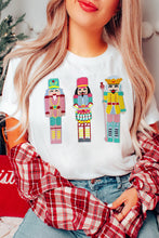 White Chenille Nutcracker Doll Graphic Christmas Fashion Tee