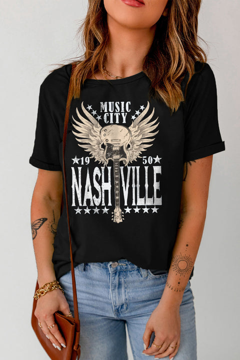 Camiseta con estampado gráfico de Music City vintage