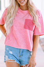 Acid Wash Lace Patch Pocket T-Shirt