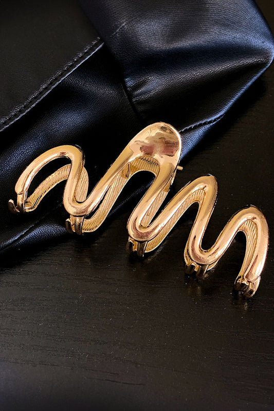 Gold Wave Shaped Plated Alloy Large Hair Clip