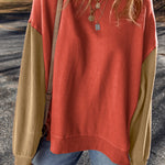 Gold Flame Two Tone Patchwork Drop Shoulder Pullover Sweatshirt