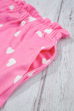 Pink Valentine Heart Print Long Sleeve Tee and Shorts Lounge Set