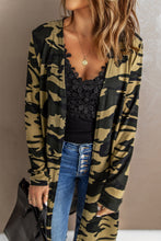 Green Camo Print Long Cardigan